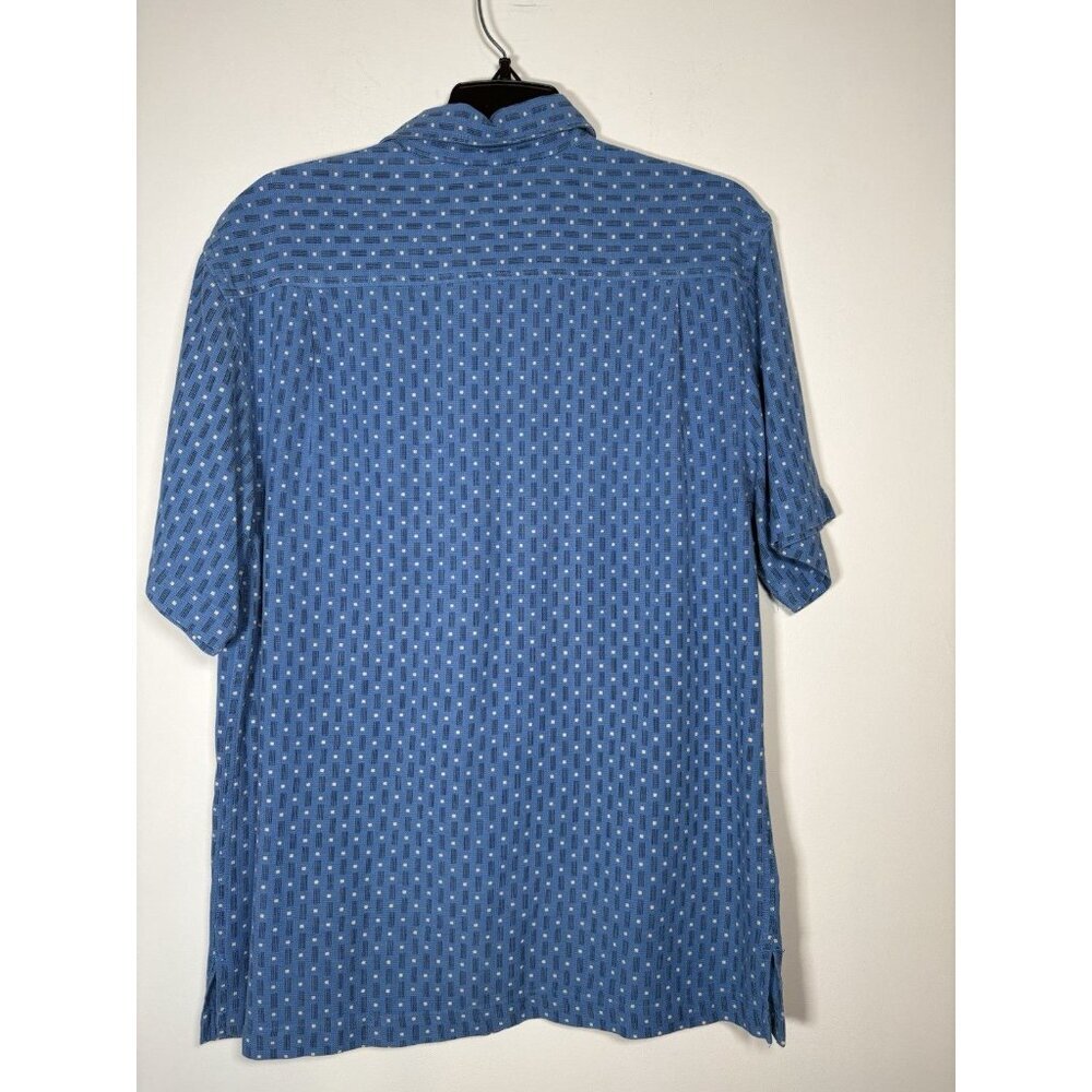 WH Belk Silk Blend Blue Geometric Sportswear Collared Button Up Shirt Size Med - Picture 4 of 7